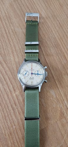 Customer photo review of Olive Green Nylon Watch Strap