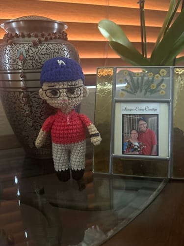 Customer photo review of Dolly® Personalized Crochet Doll with Photo Card