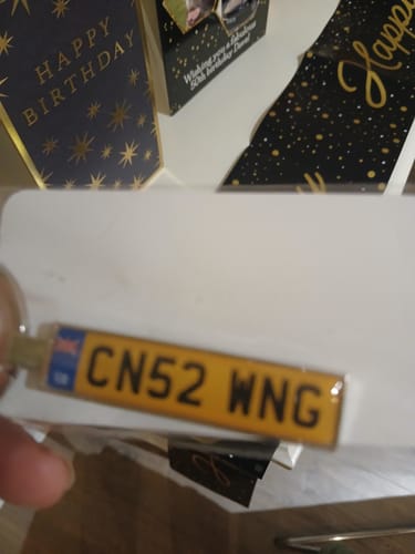 Customer photo review of Personalised Metal Number Plate Keyring