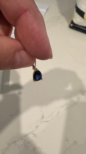Customer photo review of 2.90ct TW Created Sapphire Pear Drop Earrings in 9ct Yellow Gold