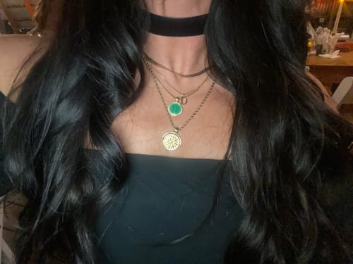 Customer photo review of Sofia Pendant Necklace in Seafoam Green