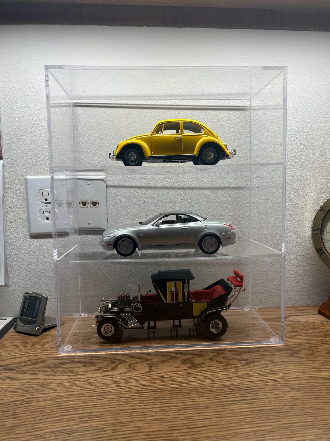 Customer photo review of Clear Acrylic Diecast Model Car Display Case with Shelves or No Shelves
