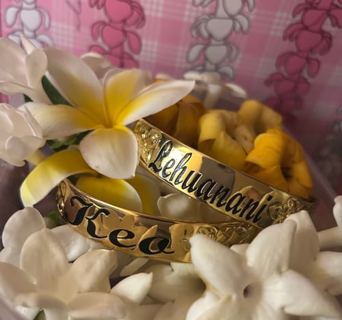 Customer photo review of Hali'a Heirloom Personalized Bangle