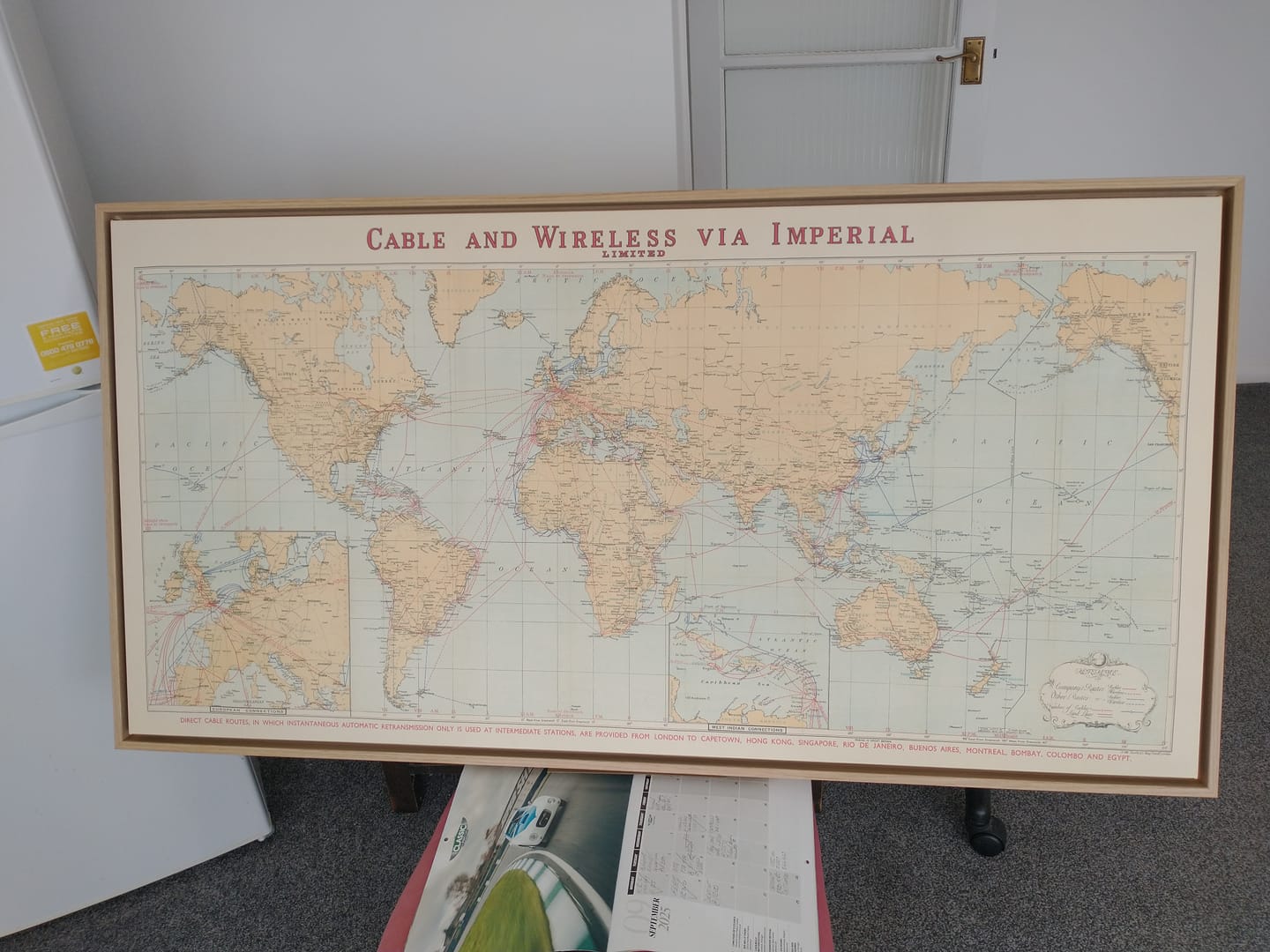 Customer photo review of Old Cable and Wireless World Map, 1938 - (Very Early) Internet & Submarine Telegraph Chart