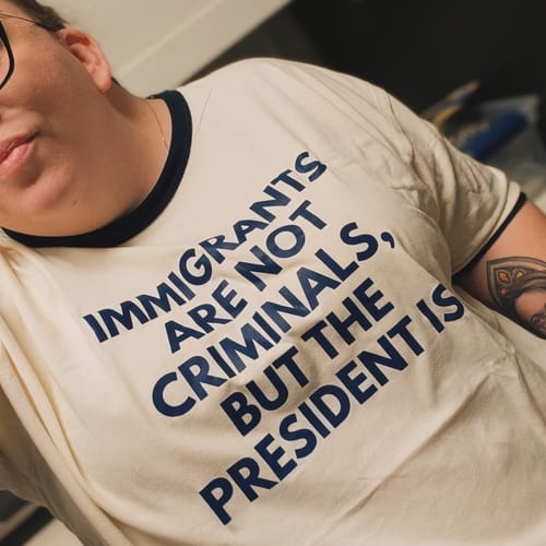 Customer photo review of Immigrants Premium Unisex T-Shirt