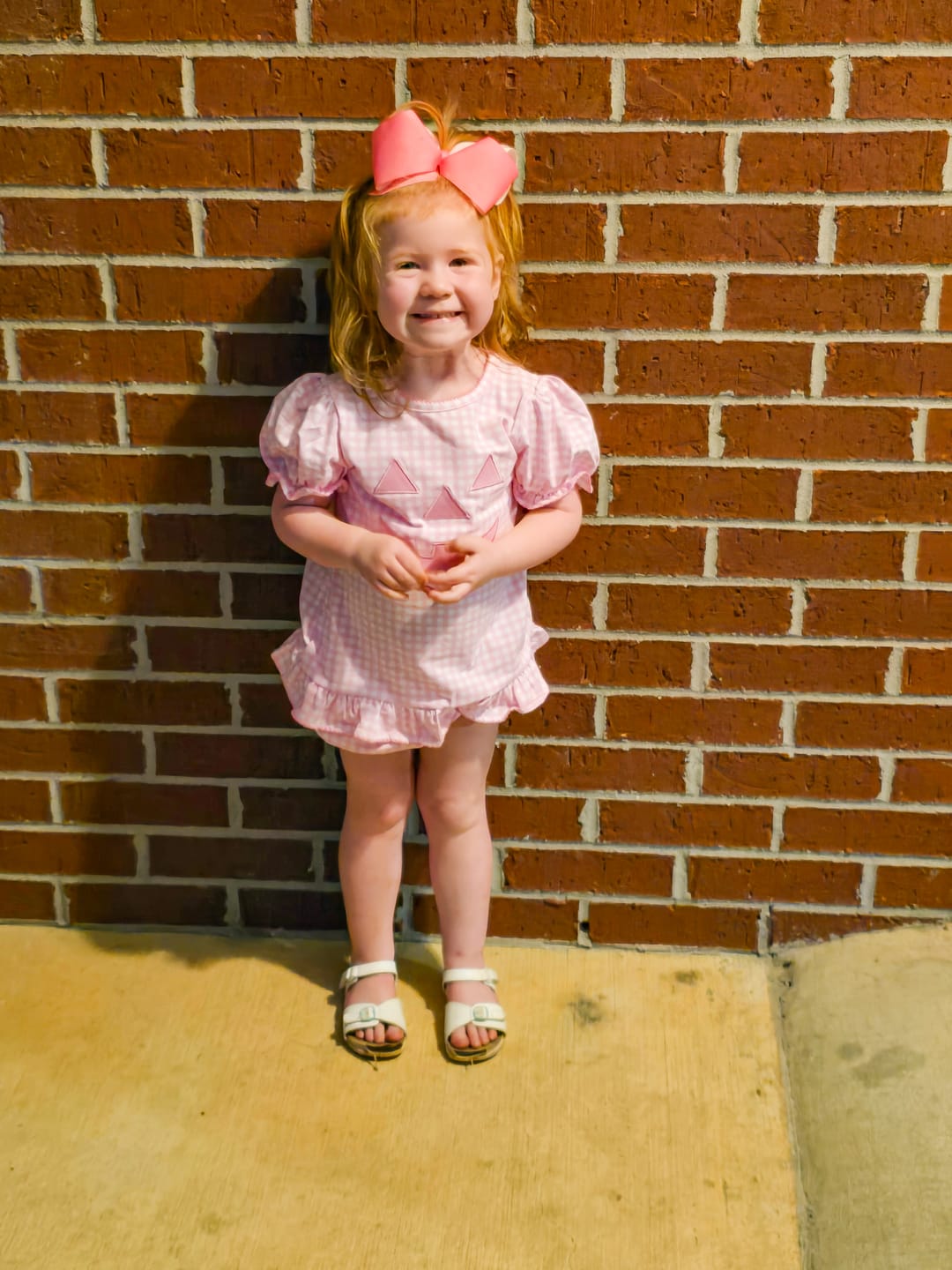 Customer photo review of Jack O'Lantern Pink Gingham Milly Bloomer Set