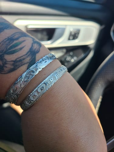 Customer photo review of 8mm Personalized Heirloom Bangle (Sterling Silver)