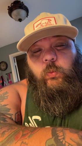 Customer photo review of Big Flat Bill Unstructured Heavy Twill Hat