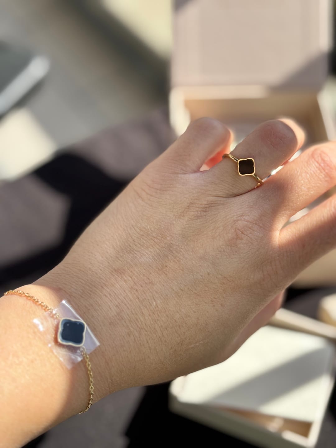 Customer photo review of Flora Gold Black Ring