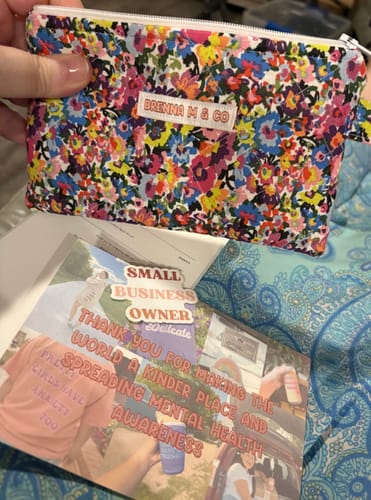 Customer photo review of Mini Confetti Flowers Quilted Zipper Pouch