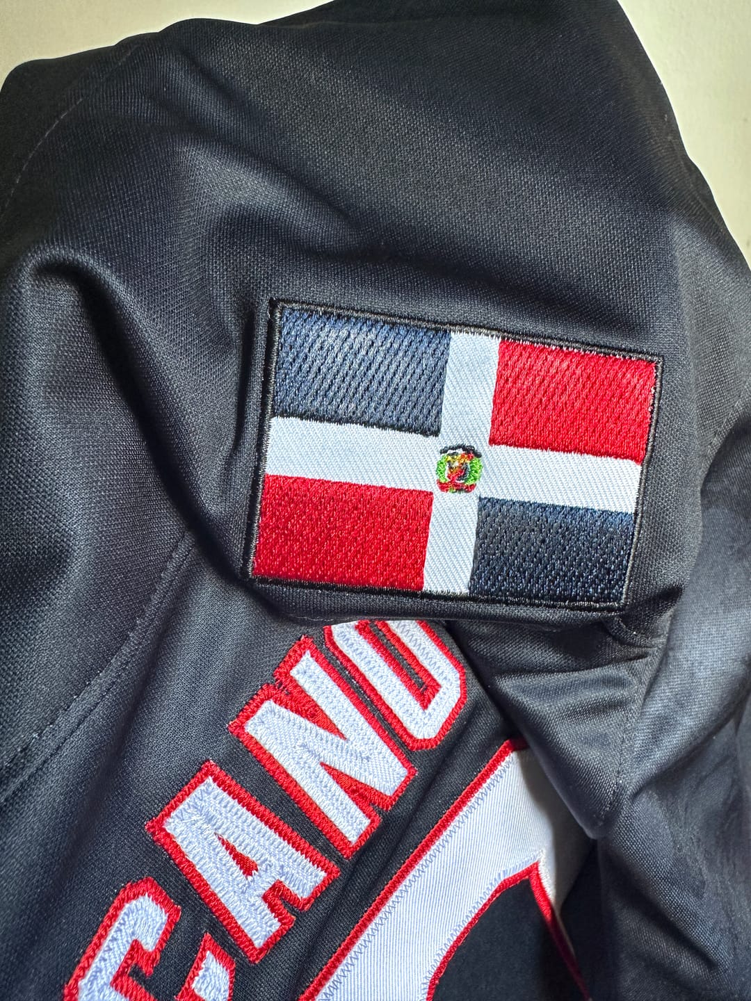 Customer photo review of Dominican Republic Heritage Custom Football Jersey