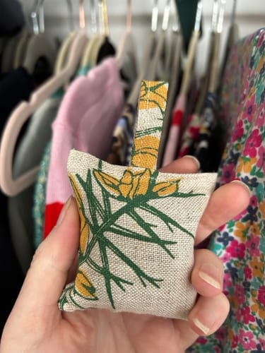 Customer photo review of Gorse Lavender Linen Sachet | Jupiter Red