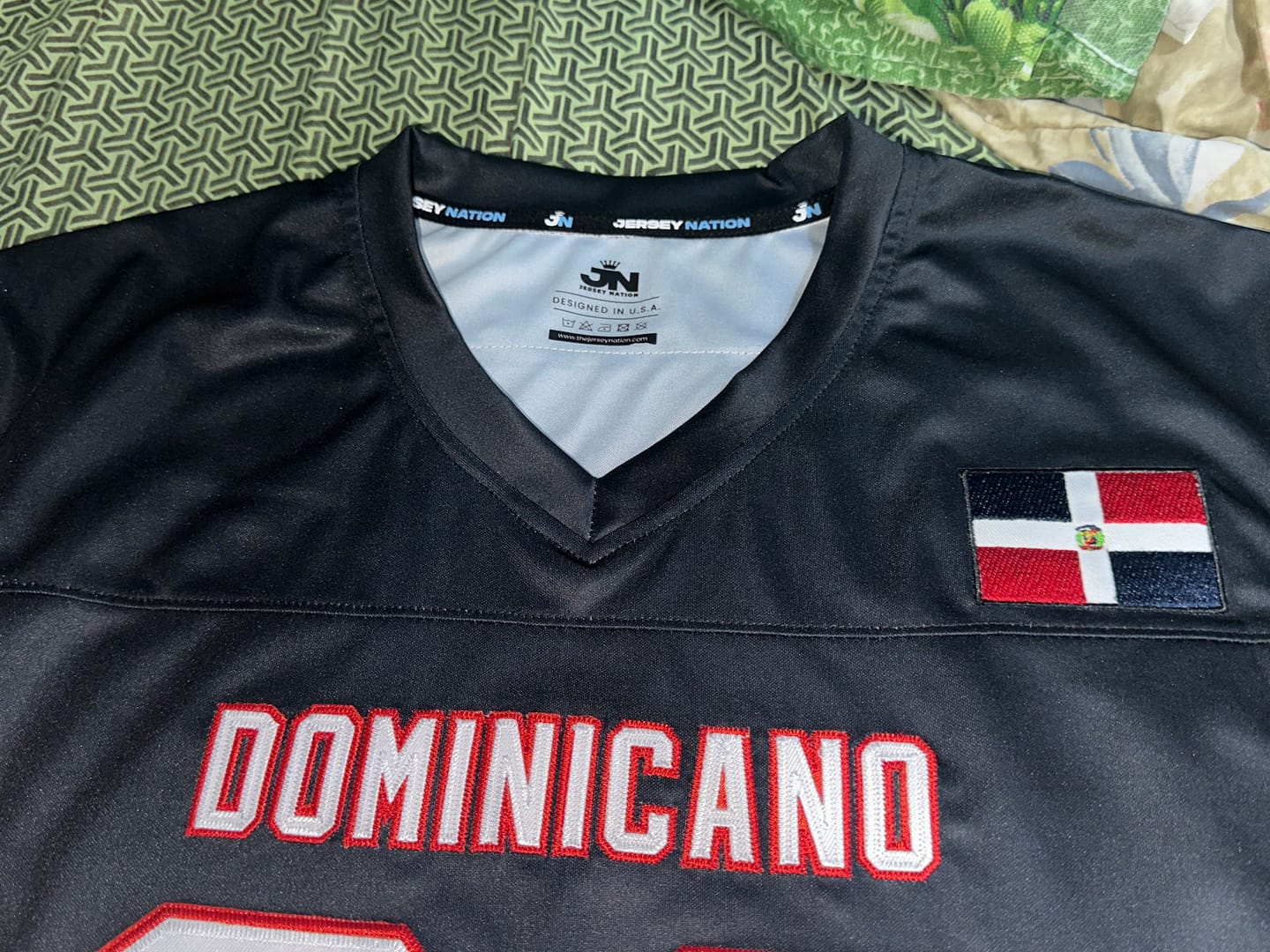 Customer photo review of Dominican Republic Heritage Custom Football Jersey