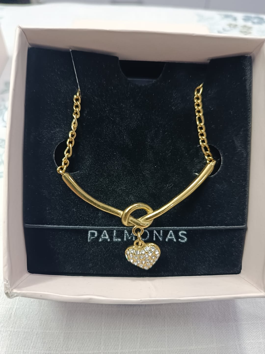Customer photo review of Crystal Heart Charm Gold Necklace
