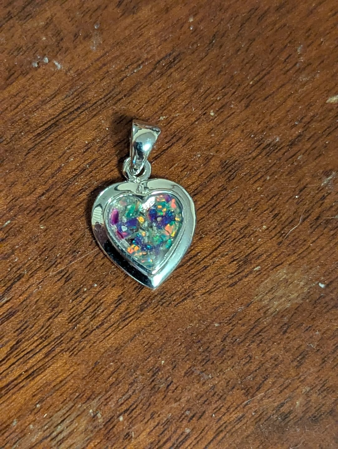 Customer photo review of Petite Bezelled Opal Heart