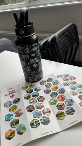 Customer photo review of United Kingdom Bottle + Stickers