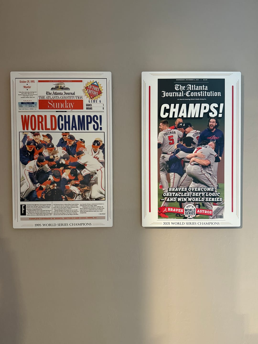 Customer photo review of The Atlanta Journal Constitution Braves 2021 WORLD SERIES Front Page - NOV 3, 2021