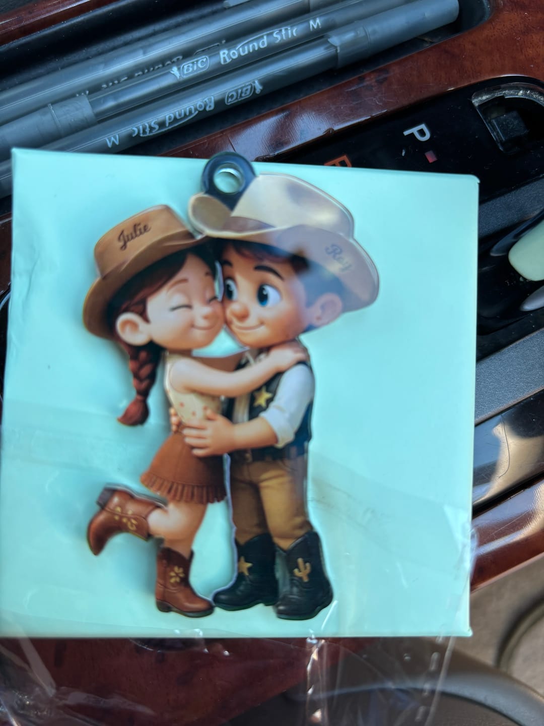 Customer photo review of Cartoon Style Countryside Couple Cowboy Cowgirl Car Accessories Personalized Hanger Ornament