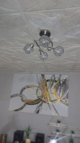Customer photo review of Sinclair Satin Nickel 4 Light Ceiling Light
