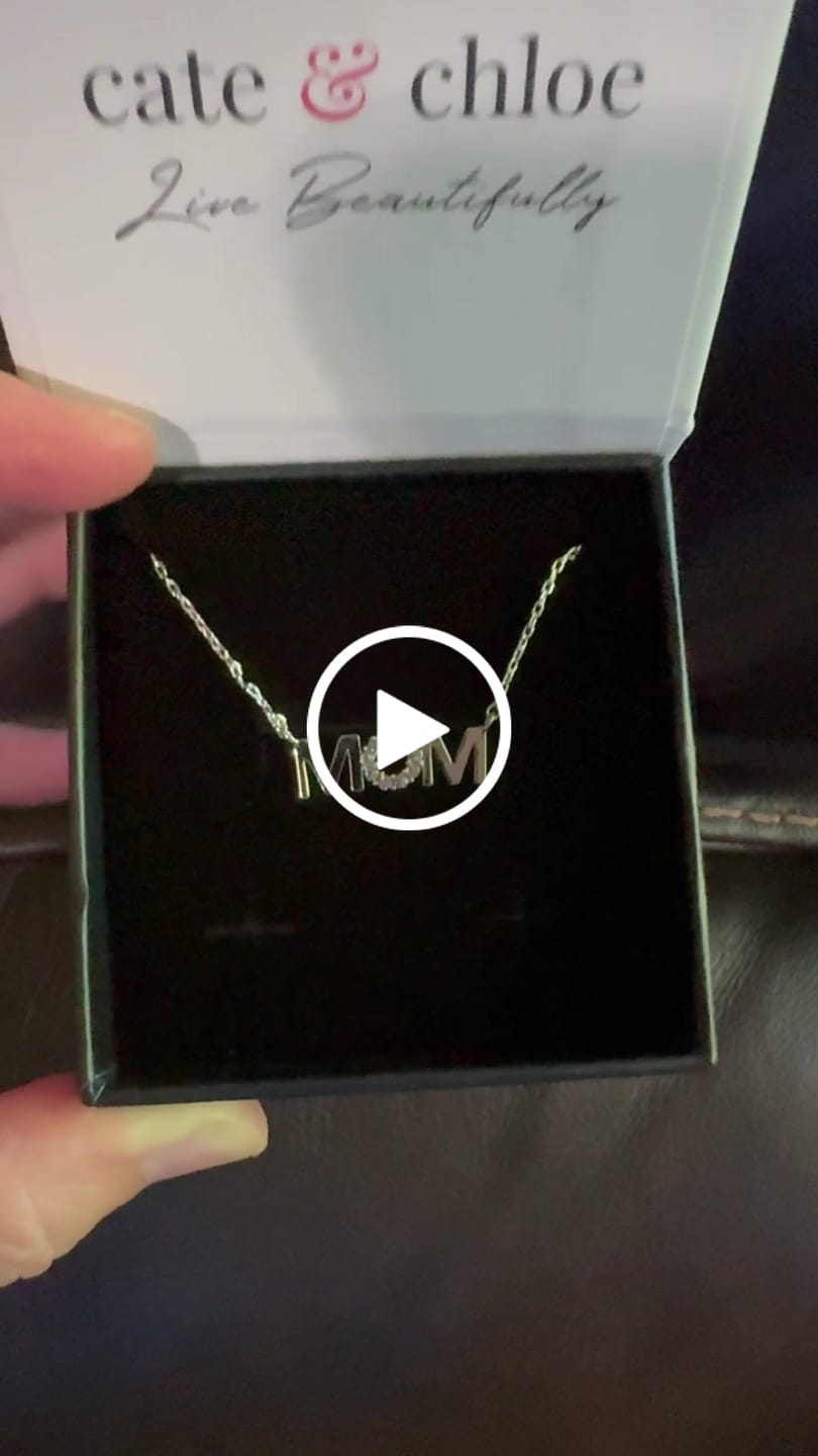 Customer video review of Savannah 18k White Gold Plated Mom Necklace with Swarovski Crystals