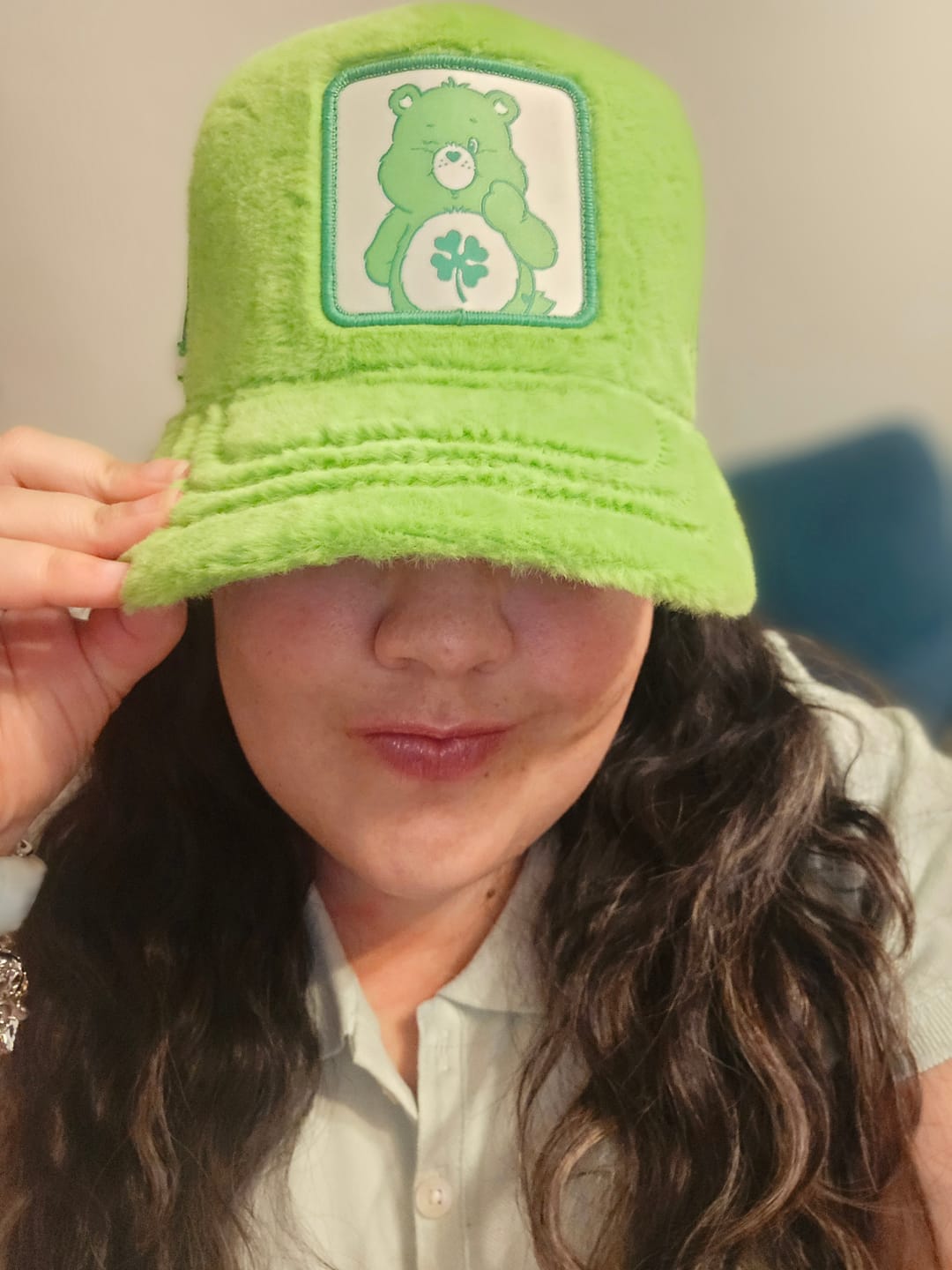 Customer photo review of OVERLORD X Care Bears:  Good Luck Bear Trucker Cap