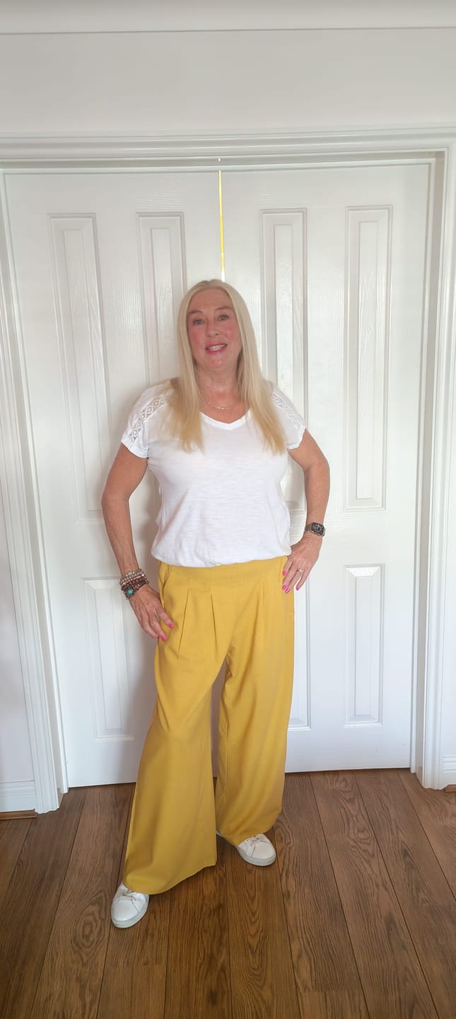 Customer photo review of Buddha Stones Plain Color Cotton Linen High Waist Wide Leg Pants With Pockets