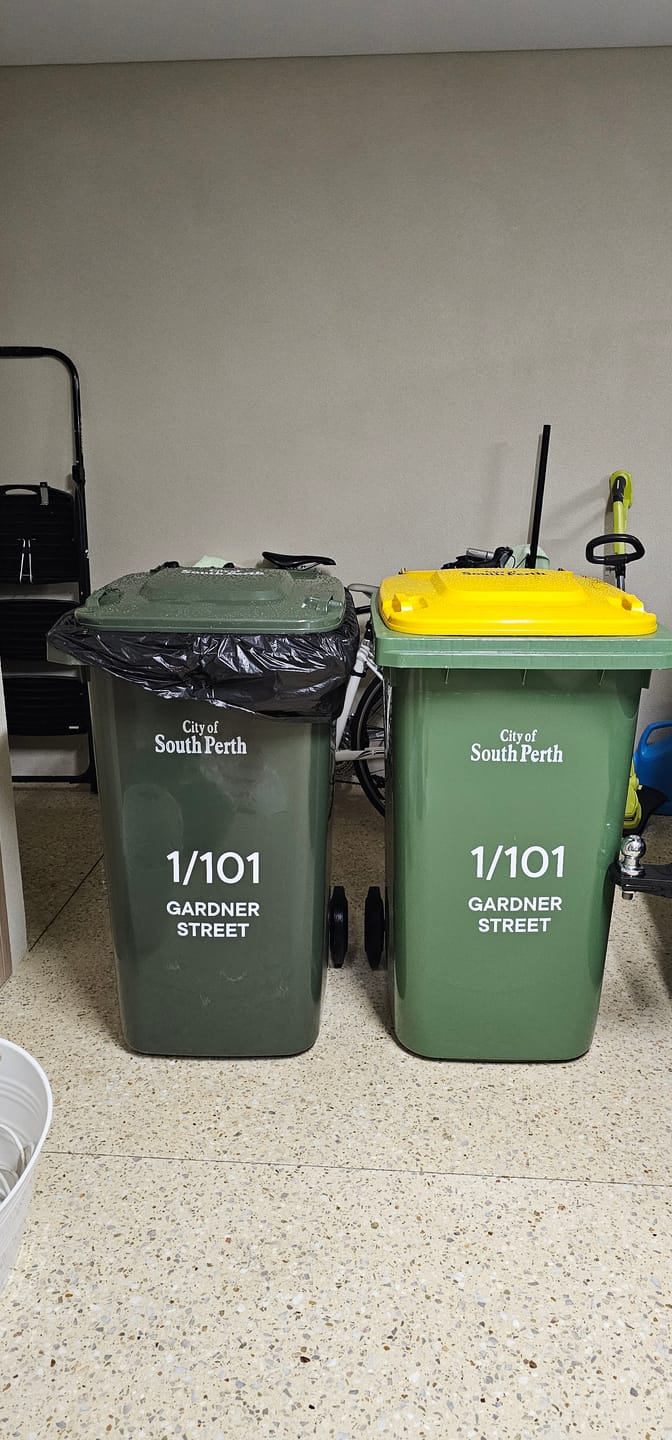Customer photo review of Wheelie Bin Street Name & Number Sticker