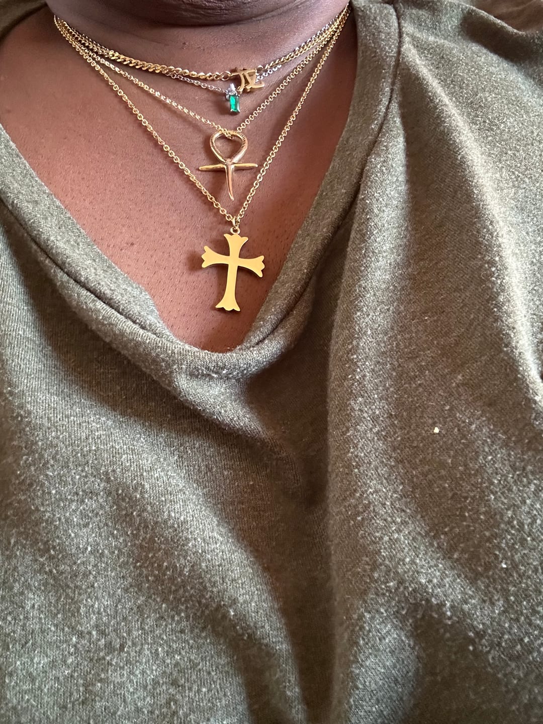 Customer photo review of Dainty Emerald Diamond Necklace
