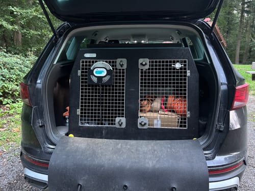 Customer photo review of Pro-Cool Rechargeable Dog Crate Fan