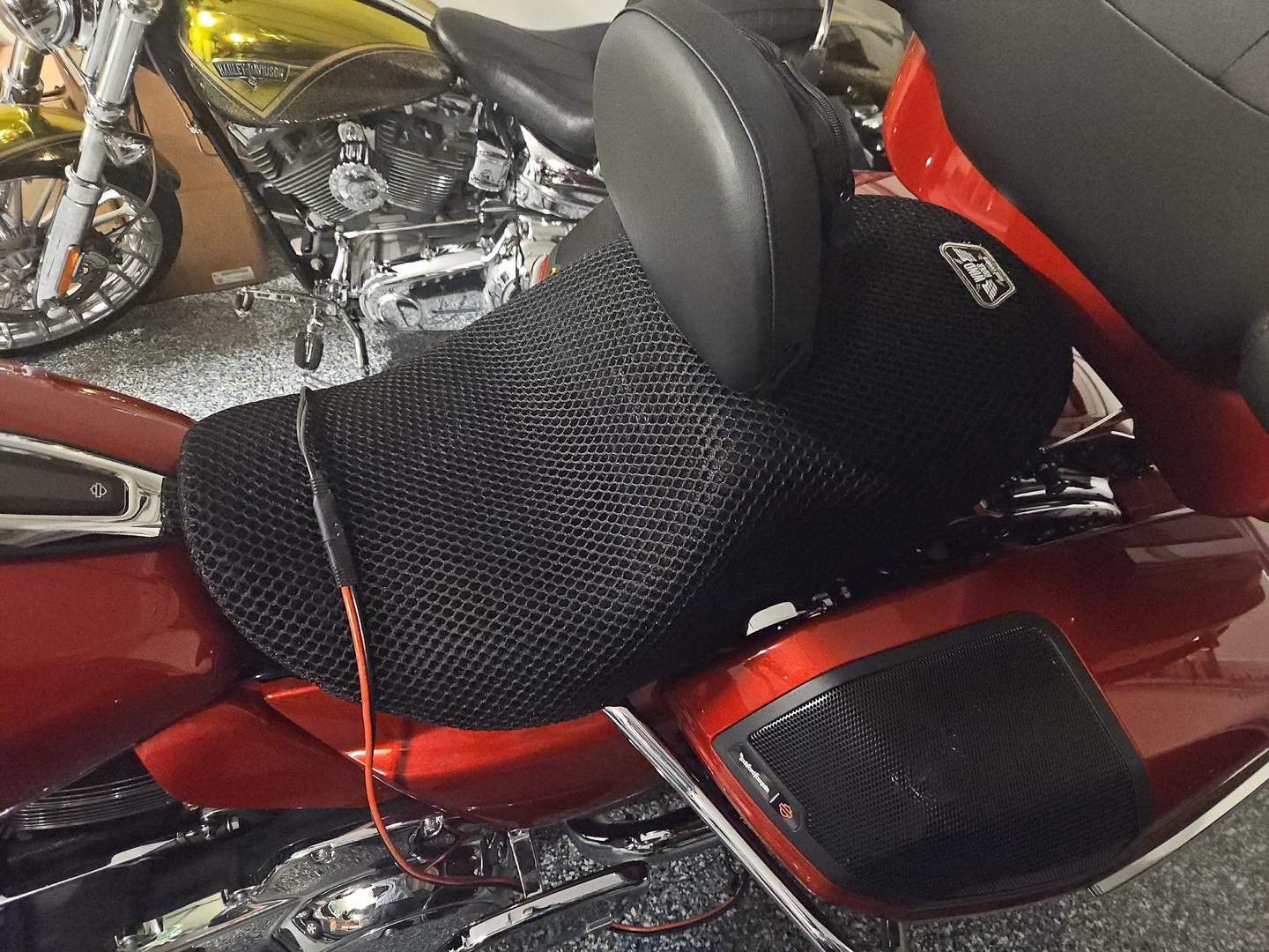 Wind Rider mesh seat cover on a Harley Davidson Road Glide