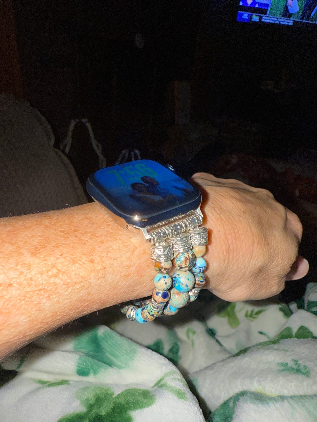 Customer photo review of Imperial Jasper Stretch Apple Watch Strap