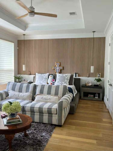 Customer photo review of Grey Felt Oak Wood Wall Panel | Luxury 3-Sided Wood Veneer