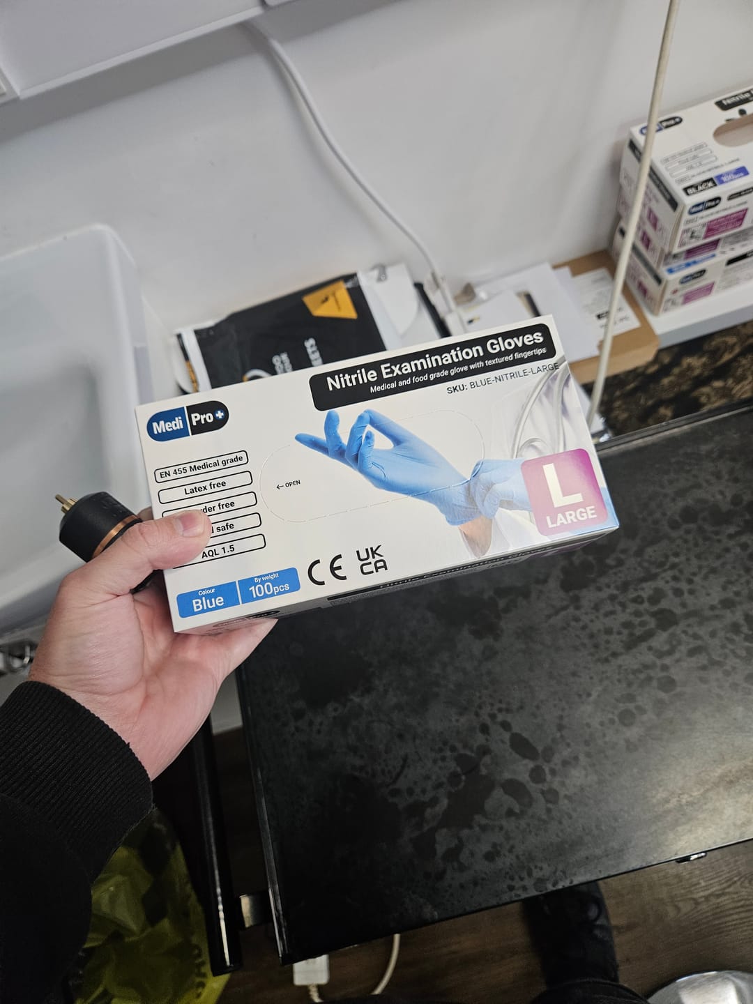 Customer photo review of Black Nitrile Gloves - Box of 100 - Large