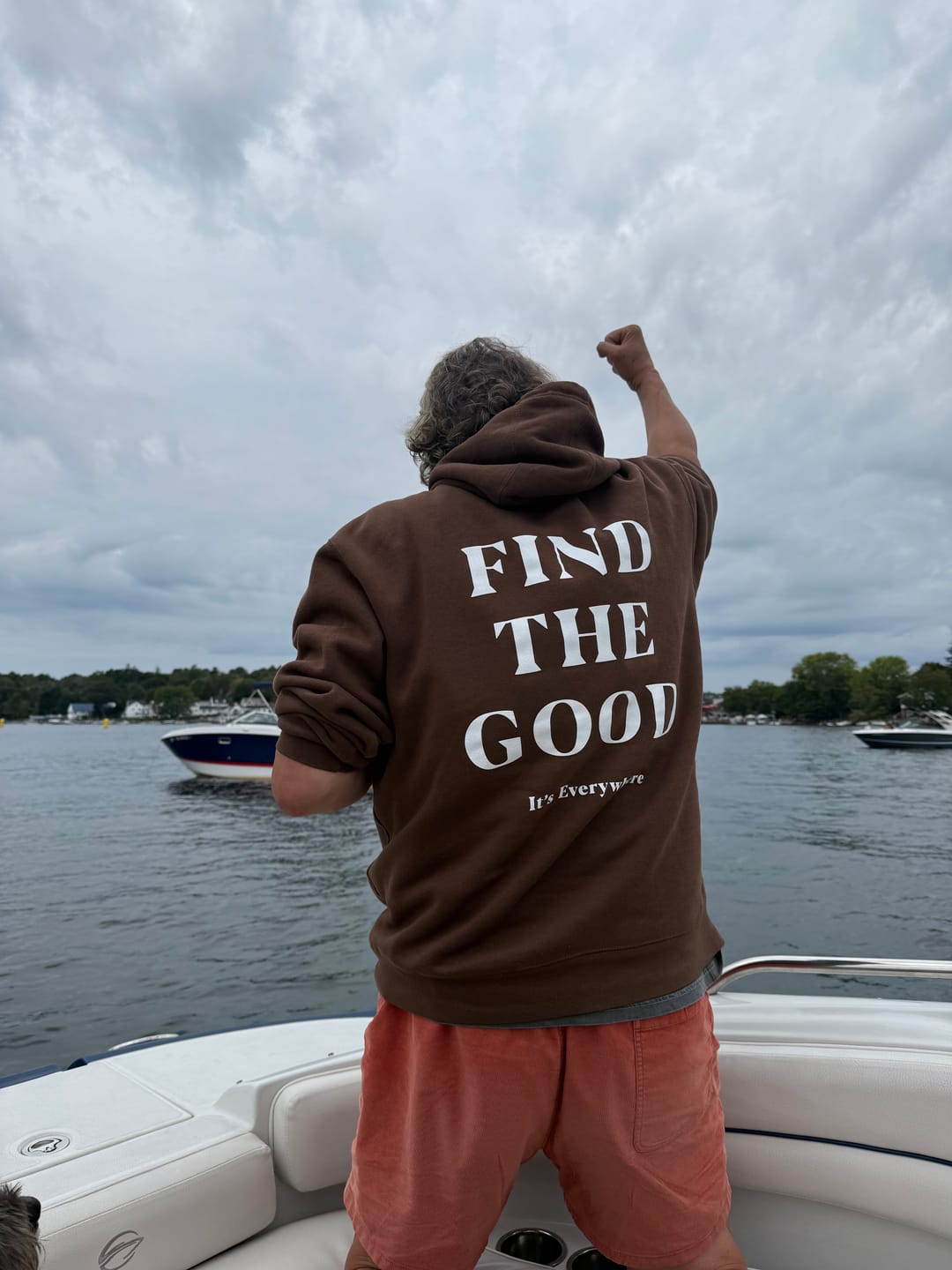 Customer photo review of 3 Simple Words Embroidered Hoodie - Cream