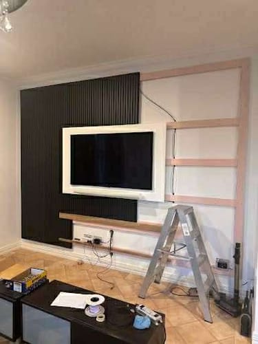 Customer photo review of Smoked Oak Wood Wall Panel | Luxury 3-Sided Wood Veneer