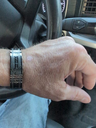 Customer photo review of Brotherhood in Black Bangle – Masonic Copper Bracelet