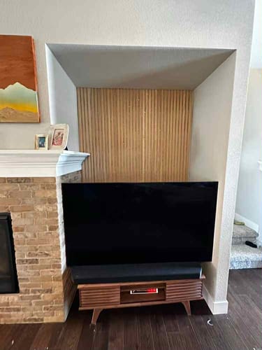 Customer photo review of Grey Felt Oak Wood Wall Panel | Luxury 3-Sided Wood Veneer