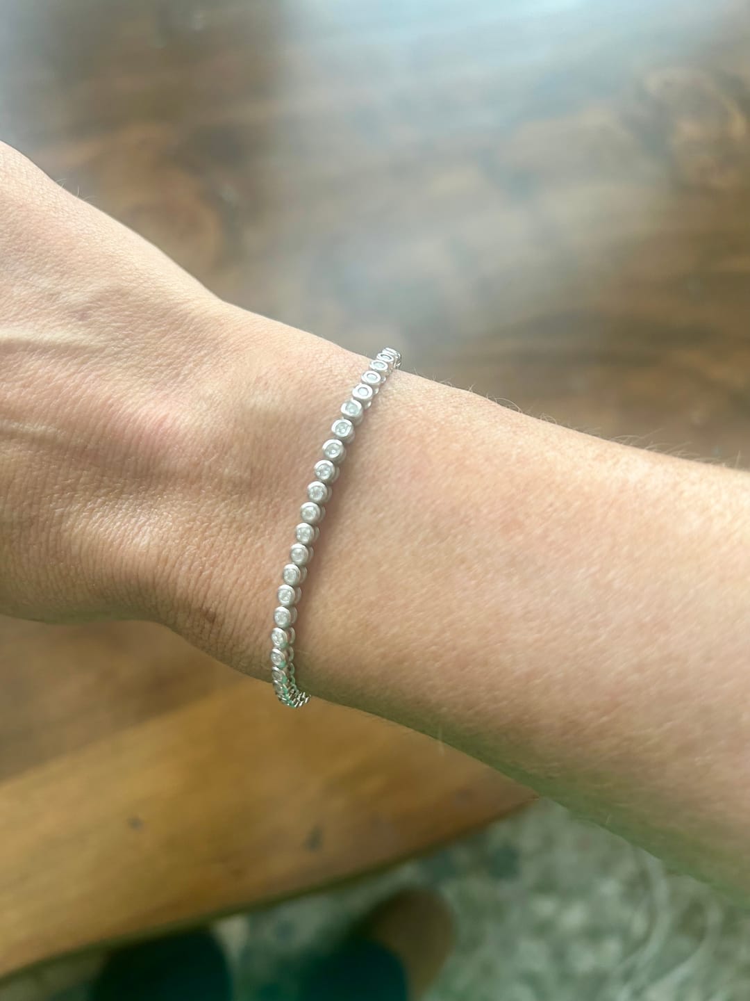 Customer photo review of Bezel Moissanite Tennis Bracelet 3mm