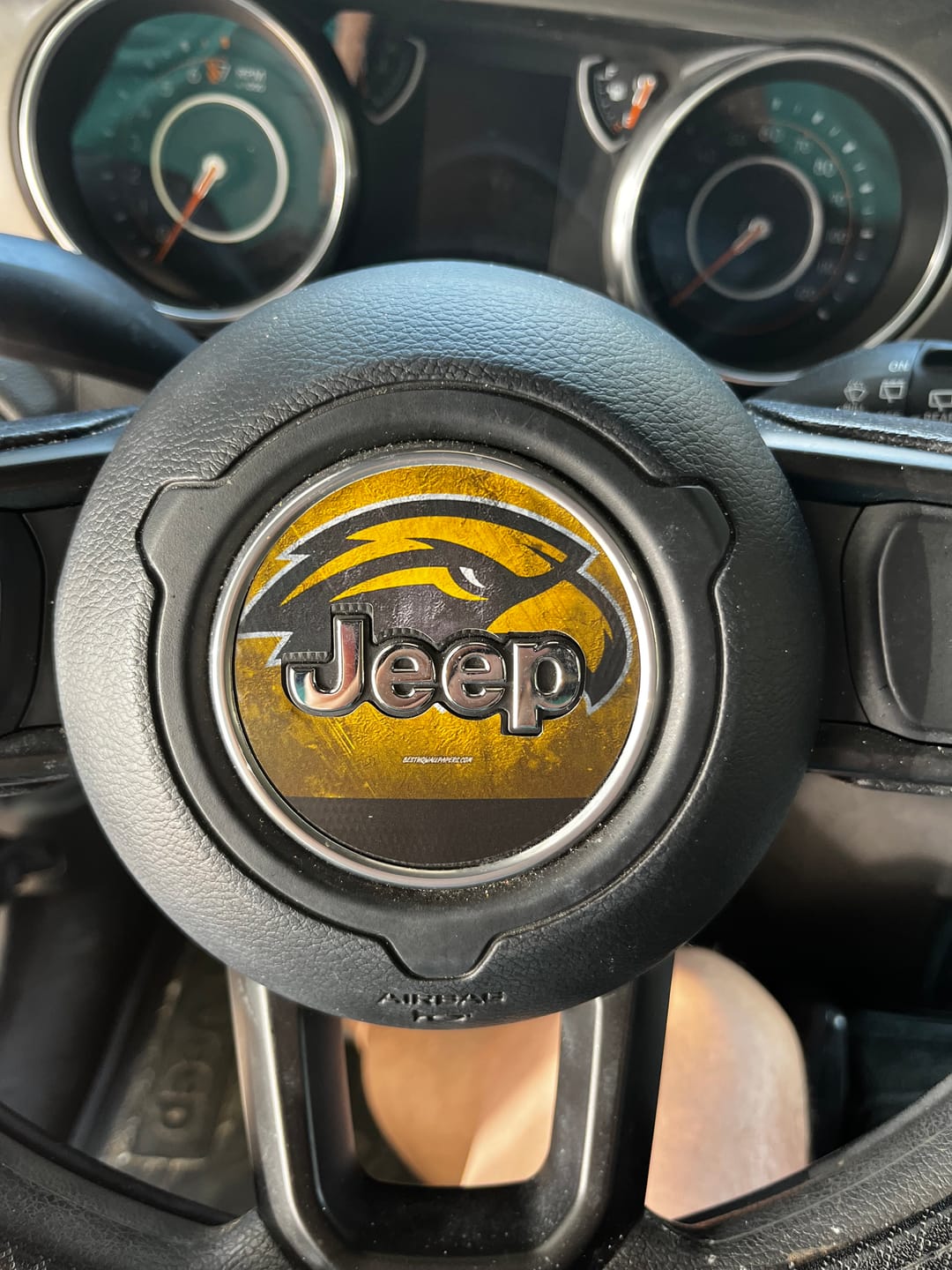 Customer photo review of Design Your Own Steering Wheel Decal for Jeep