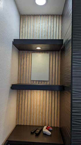 Customer photo review of Grey Felt Oak Wood Wall Panel | Luxury 3-Sided Wood Veneer
