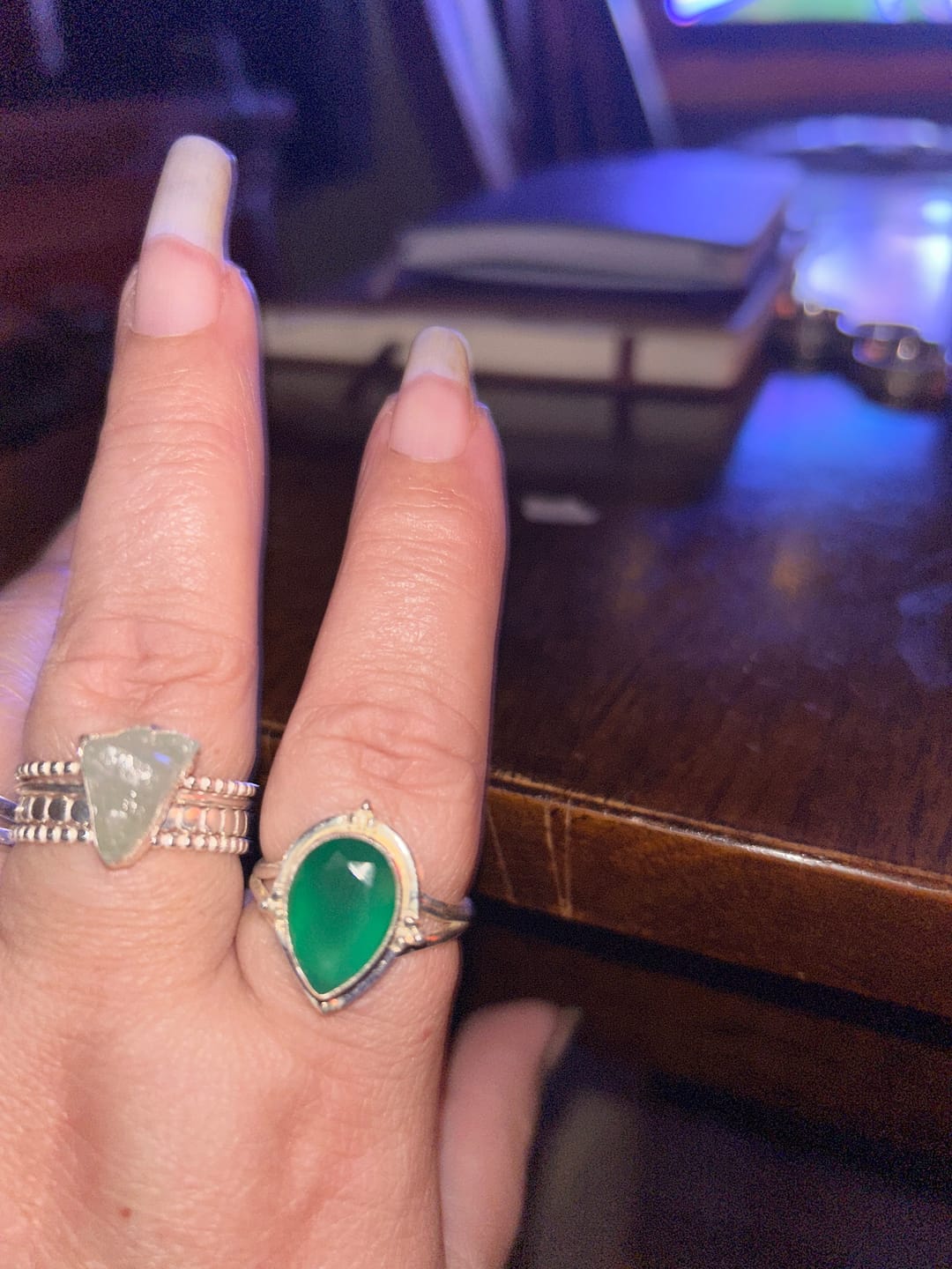 Customer photo review of Teardrop Green Onyx Ring