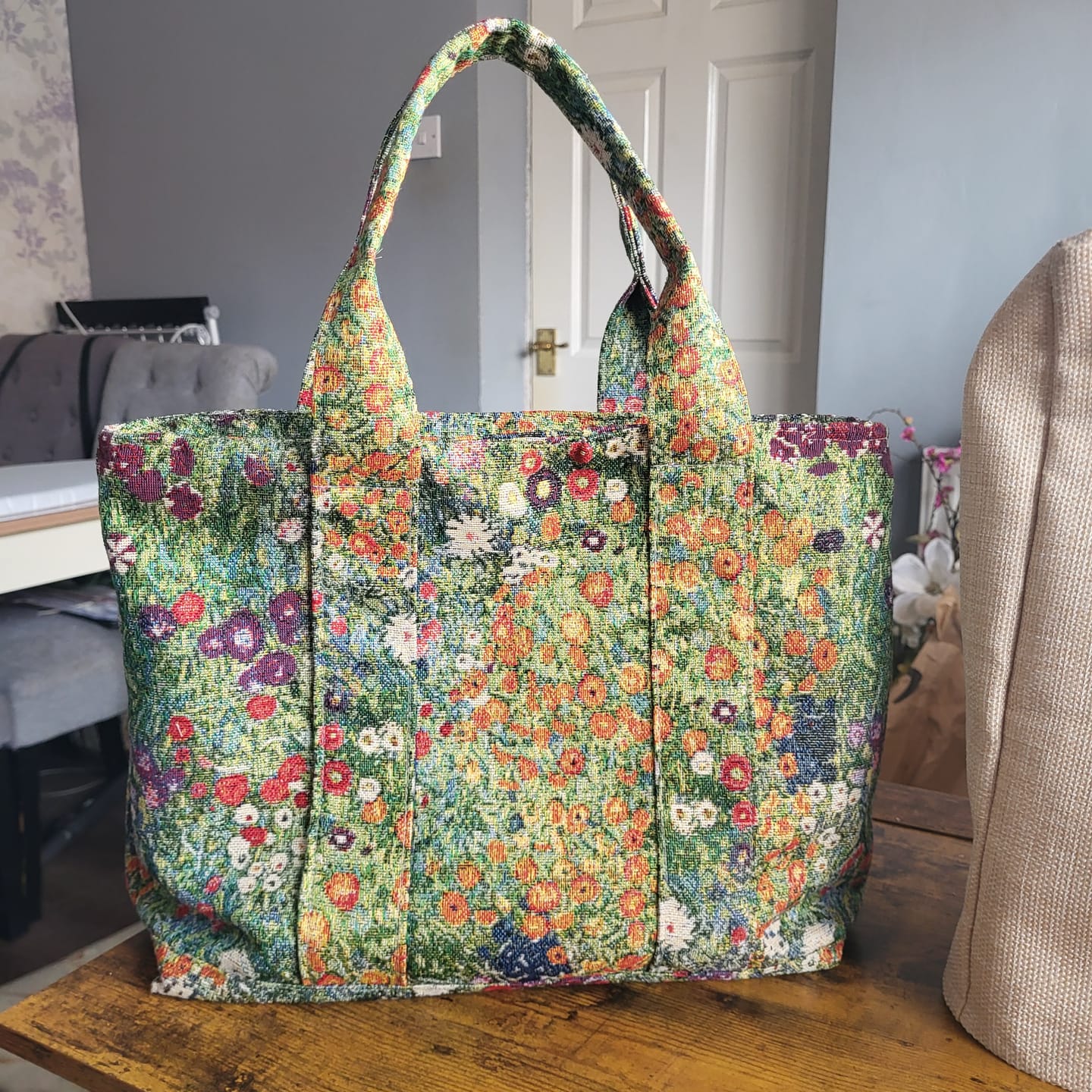 Customer photo review of Monet Flower Garden Tapestry Fabric