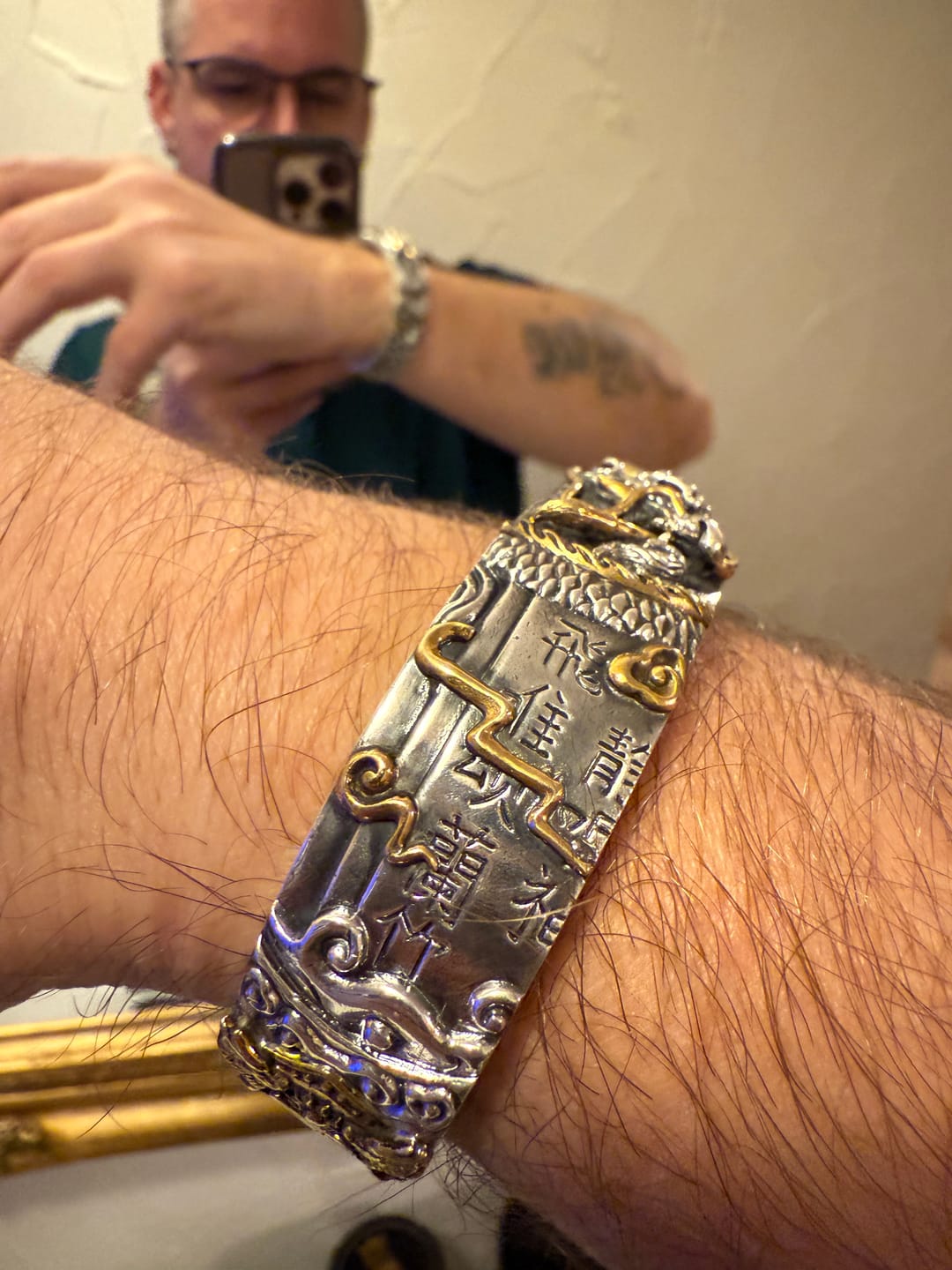 Customer photo review of Baxia Dragon Silver Bracelet