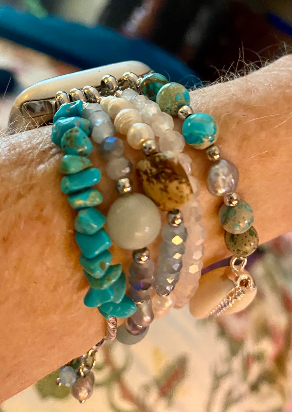 Customer photo review of Turquoise Tide Stretch Apple Watch Strap