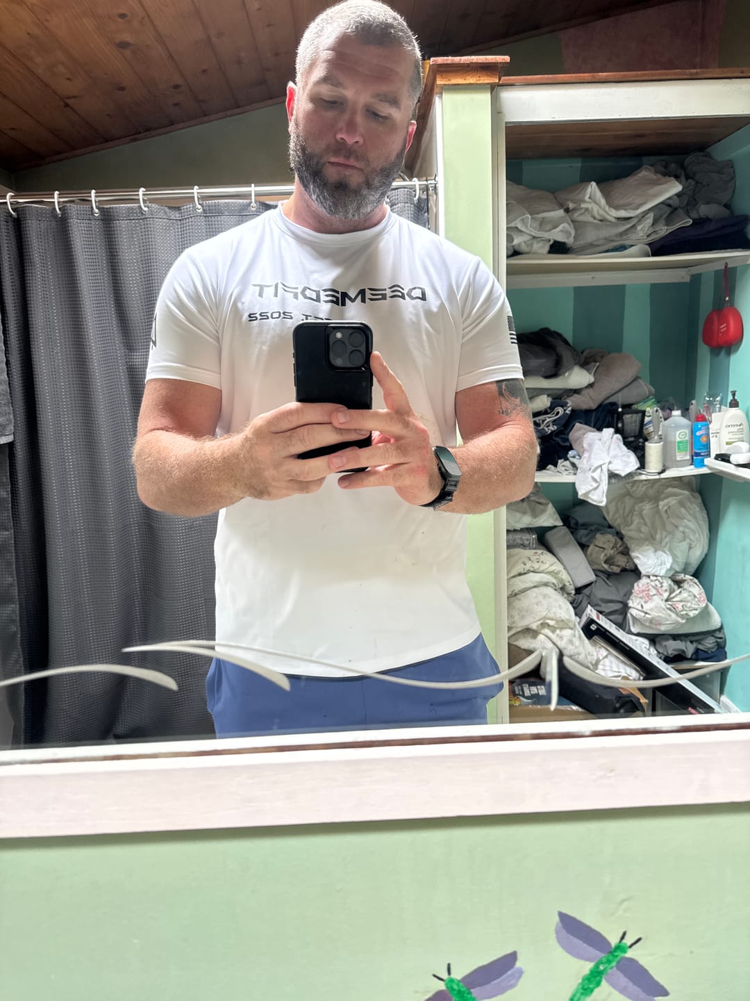Customer photo review of Men’s Gym Tee “Compellence” - White