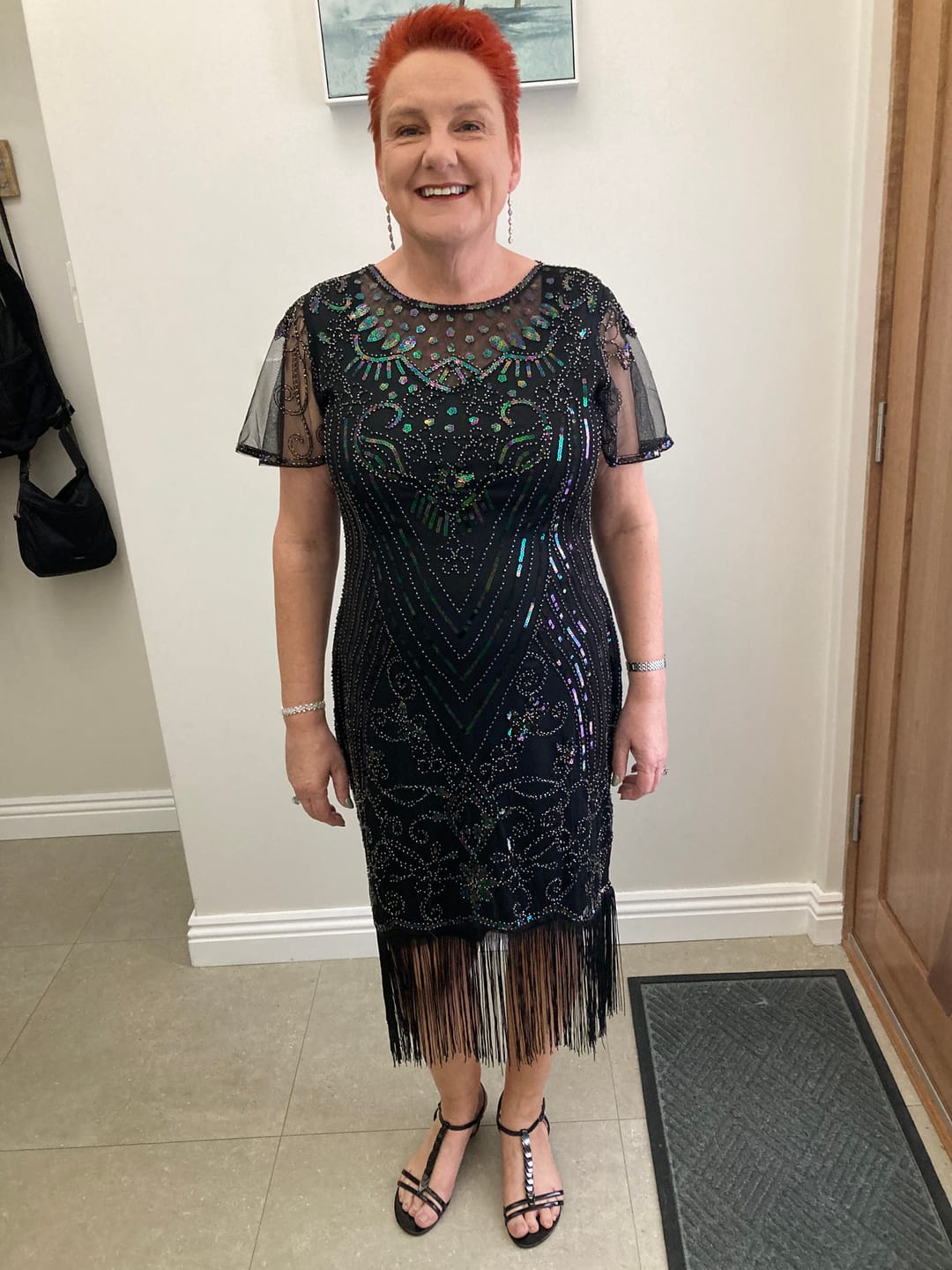 Customer photo review of Plus Size Halle Flapper Dress - Black & Silver