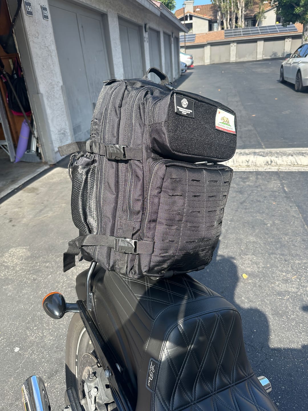 Customer photo review of 45L - Tactical XL Motorcycle Sissy Bar Backpack