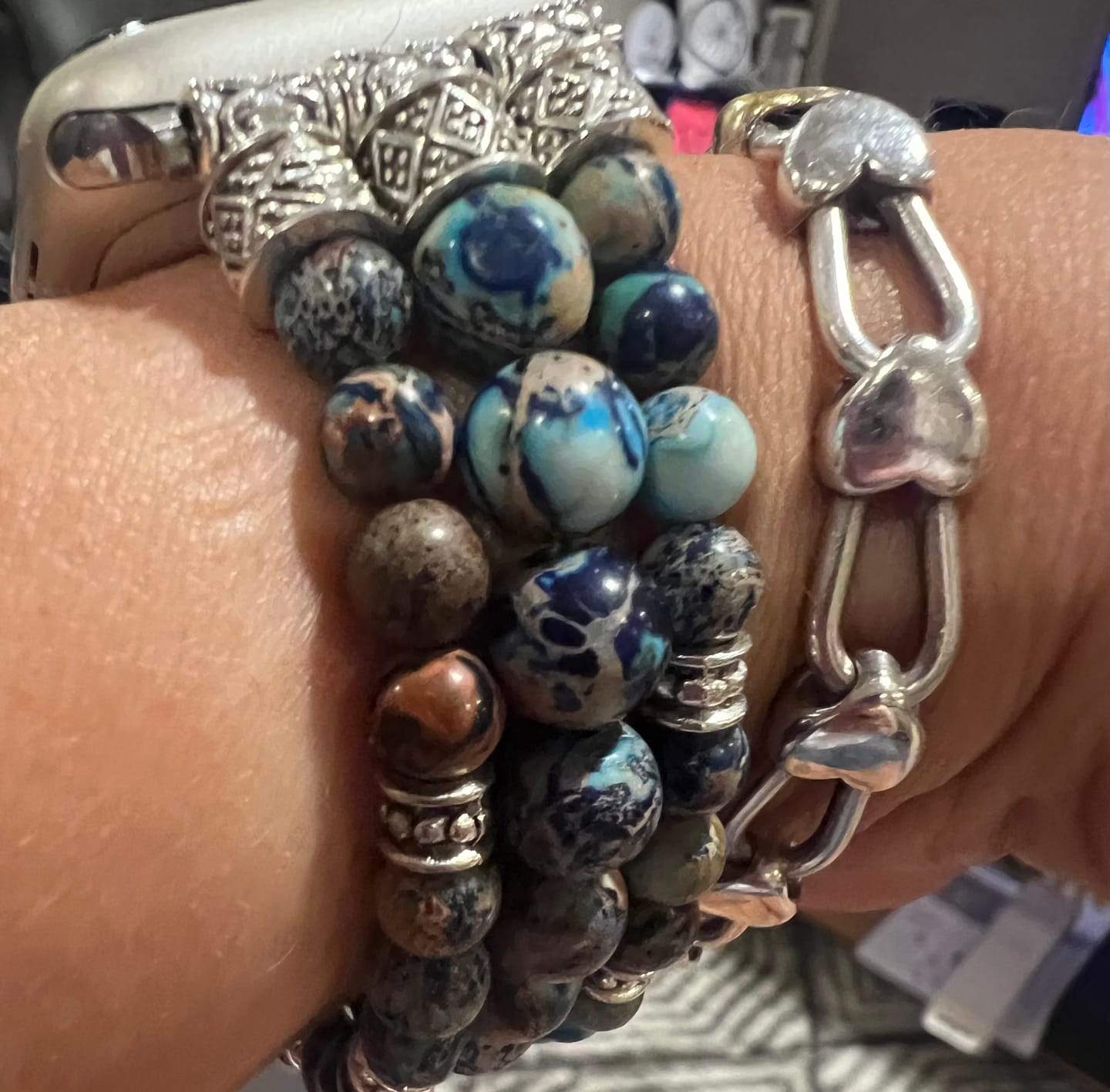 Customer photo review of Imperial Jasper Stretch Apple Watch Strap