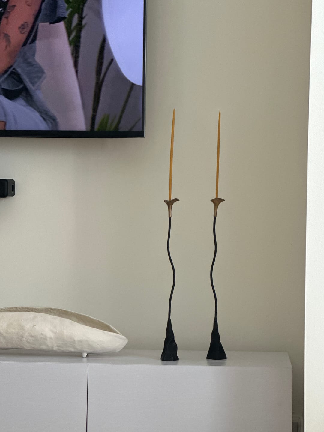 Customer photo review of Handmade Iron Ferra Rose Candle Holders Set of 2 - Antique Bronze Taper