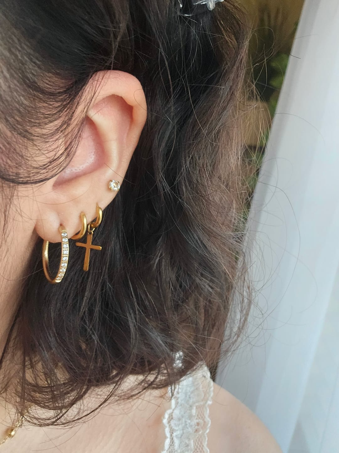 Customer photo review of My Huggies Sparkle Hoop Earrings